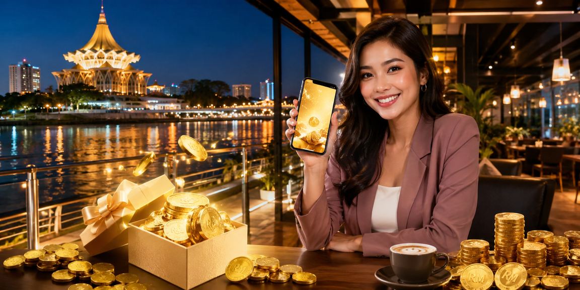 Pemain Kuching bermain slot jackpot melalui telefon bimbit dengan antara muka qozloxdur25 yang responsif